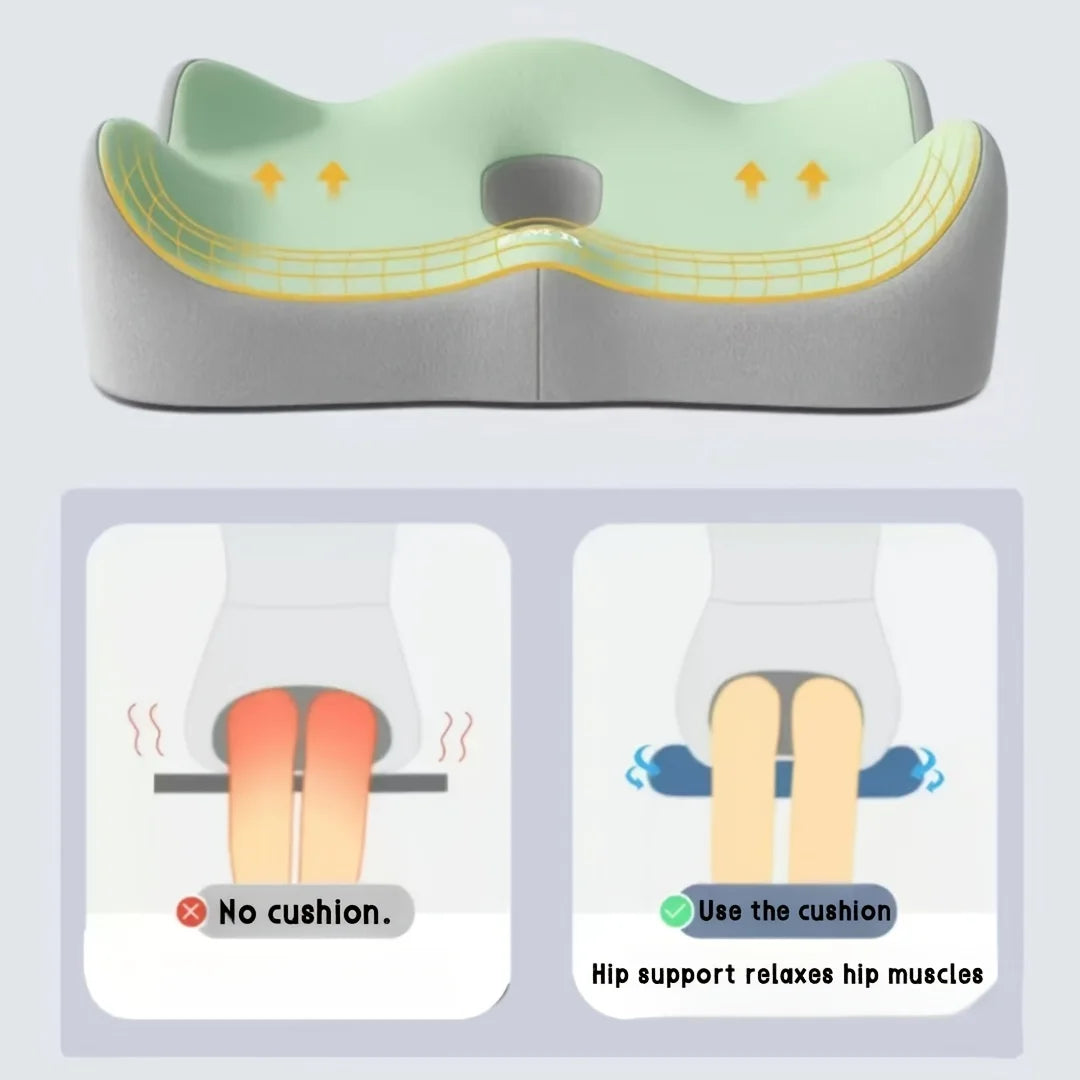 Ergonomisch Zitkussen met Geheugenschuim — 3D Ondersteuning voor Rug & Heup